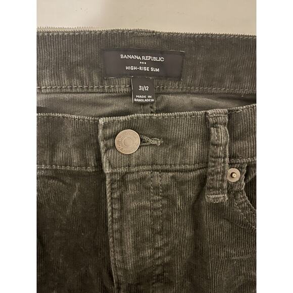 Banana Republic High-Rise Slim Corduroy Pant in Mallard Green - Picture 4 of 8
